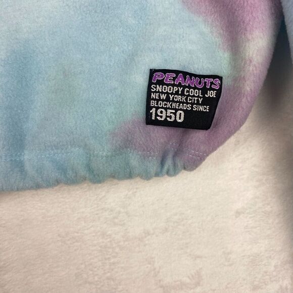 Peanuts Sweater Womens XXL 2XL Blue Tie Dye  Long Sleeve 1/4 Zip Crop Top Casual - Picture 5 of 10